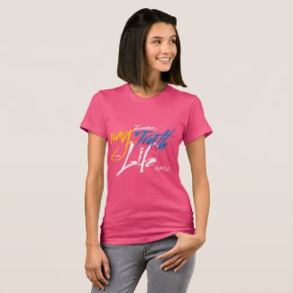 Ladies' pink Christian T shirt with the words "Jesus the Way, the Truth, the Life".