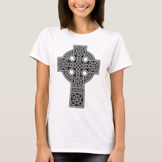 Celtic Cross T shirt design on white tee.