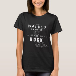 Black women's Christian typography T Shirt with the words: I haven't walked on water yet but I'm standing on the Rock.
