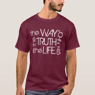 Red Bible tee with the words "The Way the Truth and the Life" John 14:6