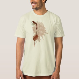 Men's "Spilled Coffee" design organic cotton T shirt.
