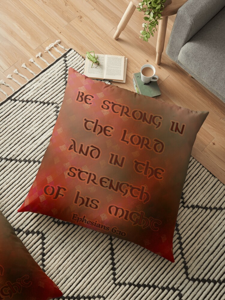 Be Strong Bible Verse Floor Cushion, illustrating faith support scriptures for emotional and mental health.